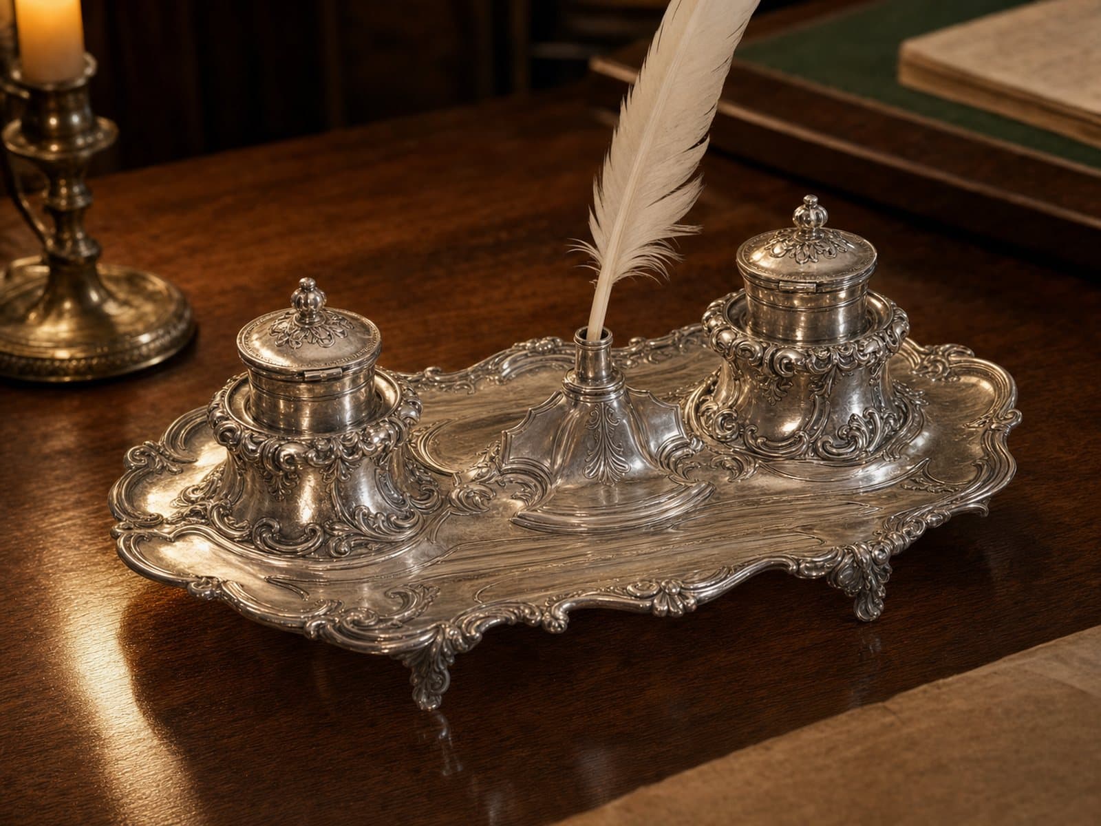 The silver inkstand