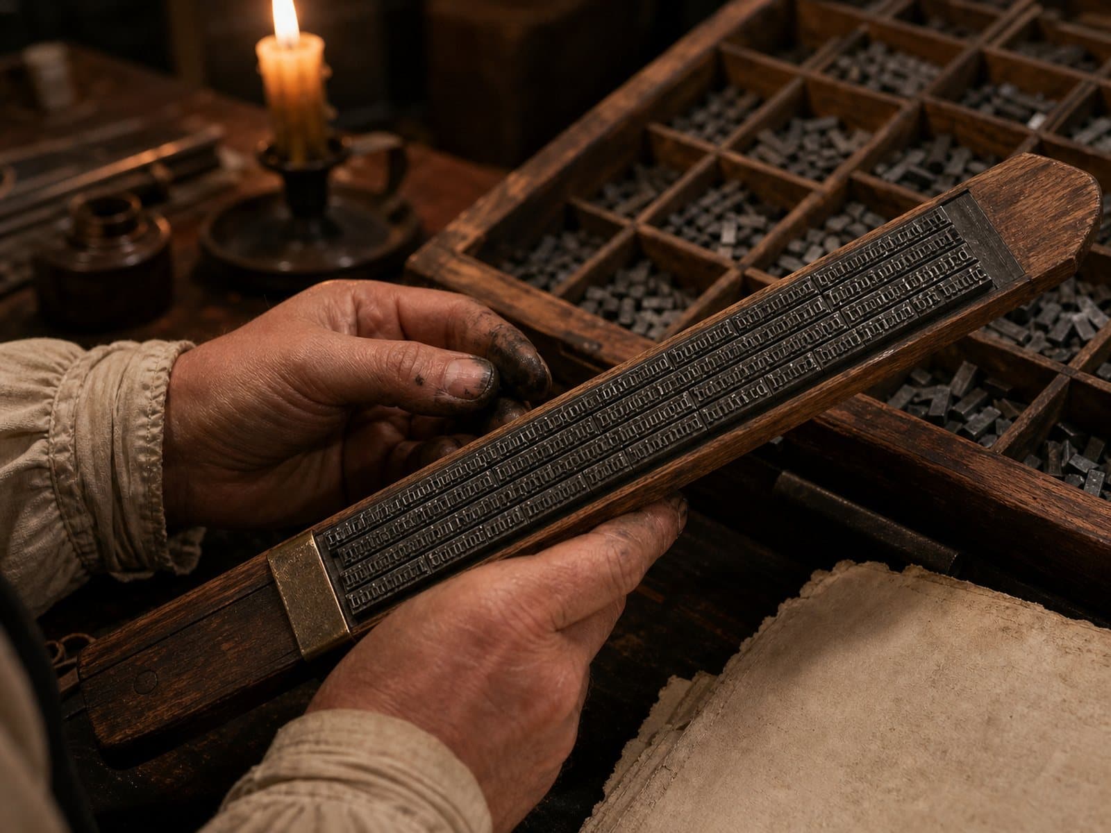 Set by hand, letter by letter