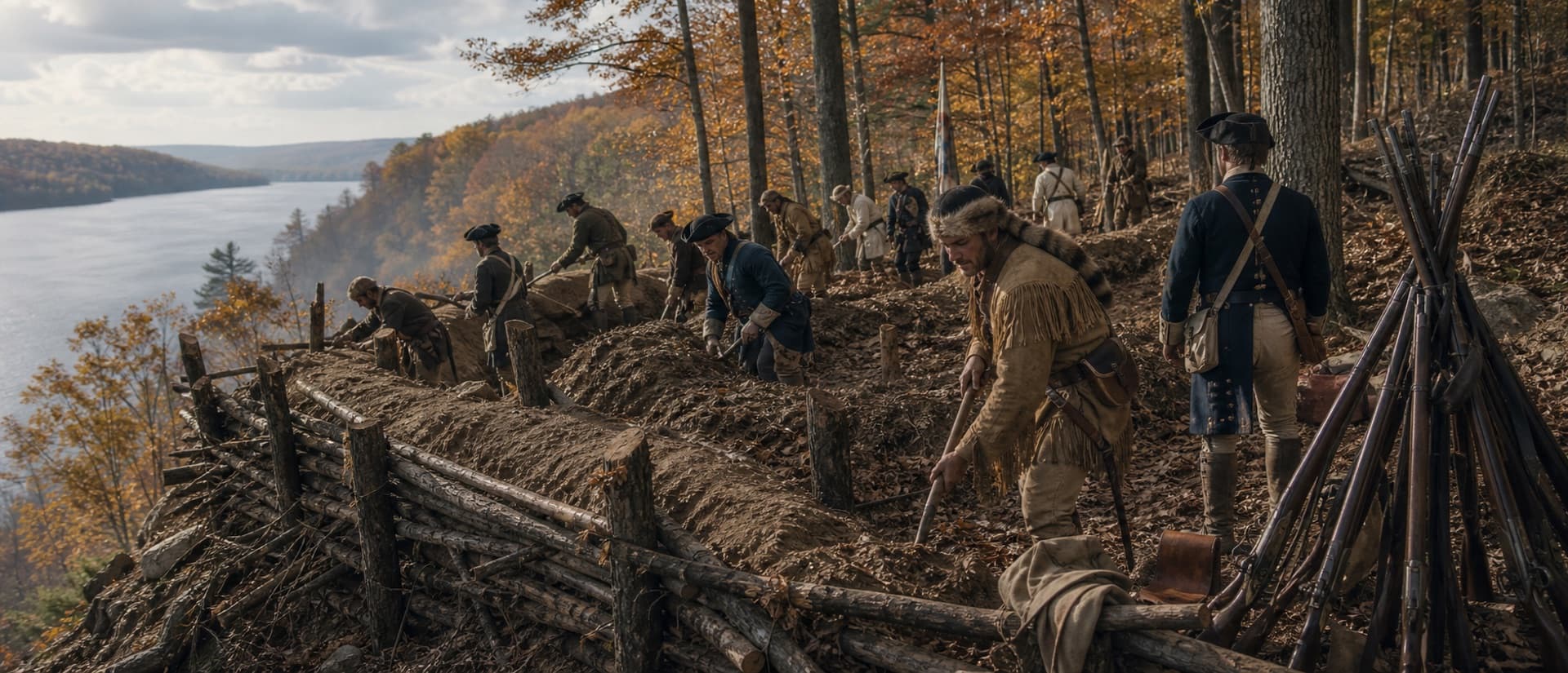 American forces under Gen. Horatio Gates fortified Bemis Heights, reinforced by Daniel Morgan's sharpshooting riflemen. Militia swelled the army as Burgoyne's supply line frayed.