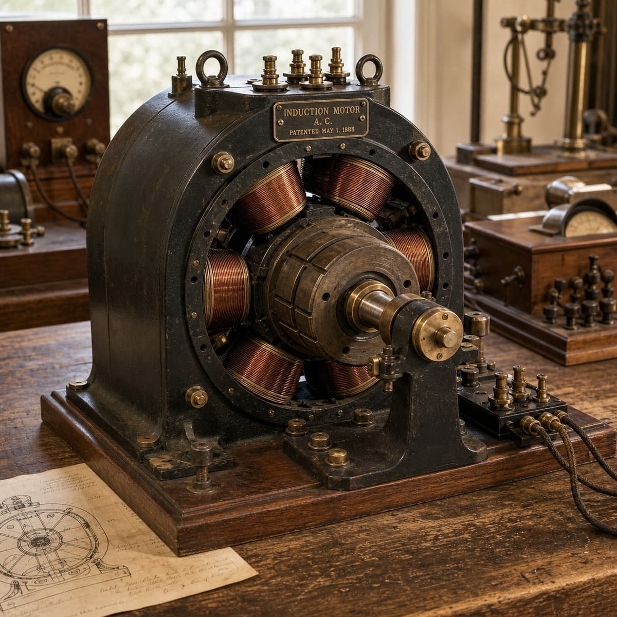 AC Induction Motor (invention, 1883)