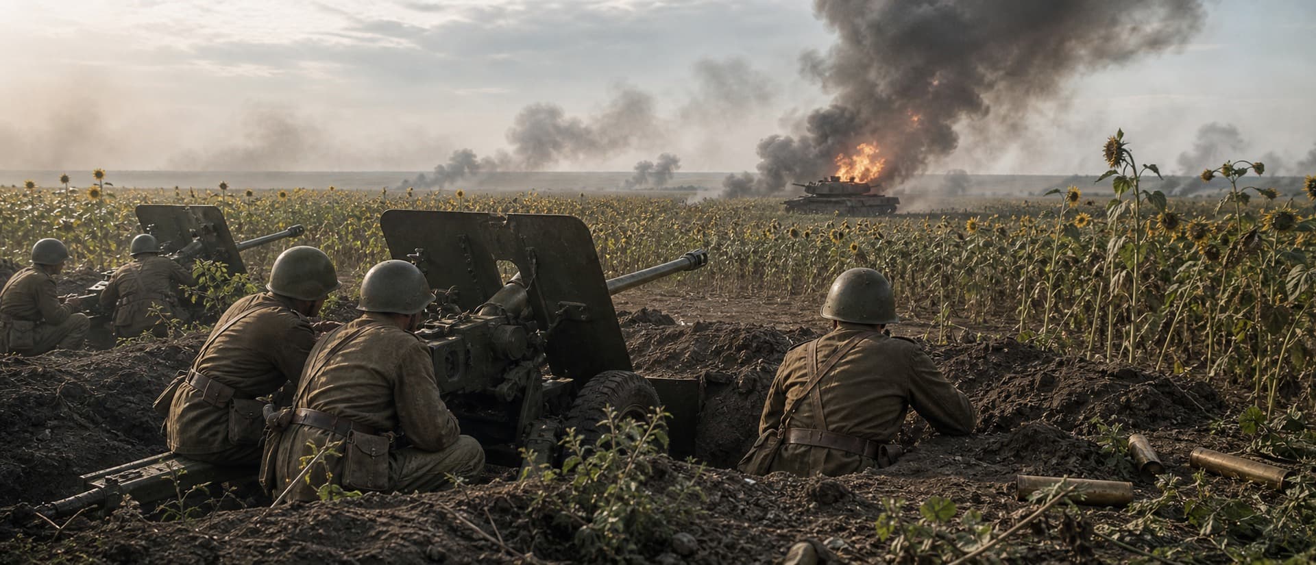 Soviet 'pakfront' doctrine grouped anti-tank guns in mutually supporting clusters; with the minefields, it accounted for much of the German armored loss in the defensive phase.
